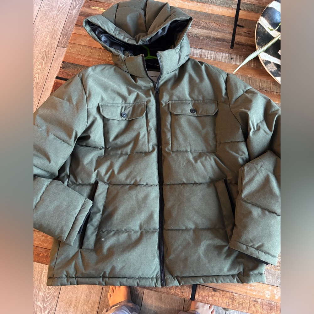 Jack & Jones Dark Green Puffer Jacket size XXL FITS XL - Picture 2 of 6